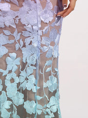 Ombre Floral Embroidered Maxi Dress