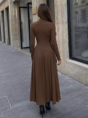 Mock Neck Long Sleeve Midi Dress, back view
