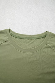 Long Sleeve Round Neck Paneling T-shirt, product detail