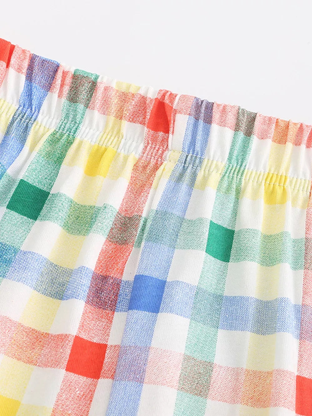 Toddler rainbow plaid cotton blend shorts with elastic waistband