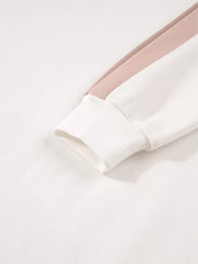 Cotton color block pajama sleeve with ribbed cuff and blush pink stripe detail