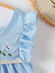 Children's Embroidered Ruffled Hem Dress, model styling view