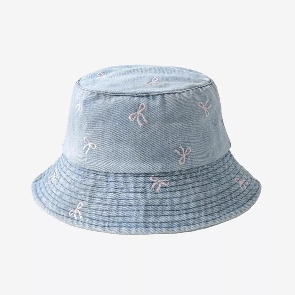 Cherry Embroidered Cotton Bucket Hat