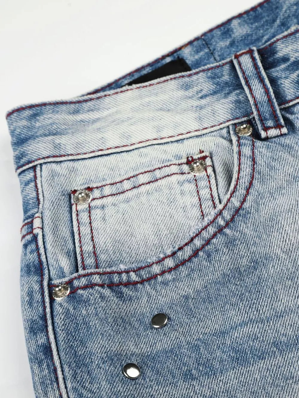 Men's Distressed Wide-leg Jeans in Blue, product detail
