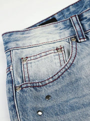 Men's Distressed Wide-leg Jeans in Blue, product detail