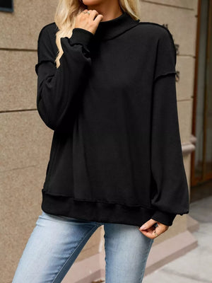 Loose Fit Crew Neck Sweatshirt in olive green