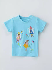 Children's Embroidered Round Neck T-shirt, side view