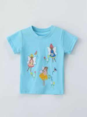 Children's Embroidered Round Neck T-shirt, side view