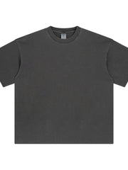 Oversized washed cotton crewneck t-shirt in dark gray with a relaxed fit and crew neckline.