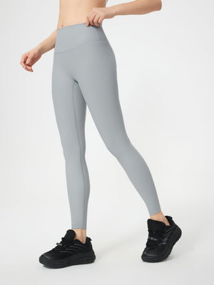 Ribbed high-waist leggings in light gray with a sculpted fit.