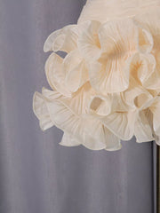 Strapless Ruffle Ruched Mini Dress in Apricot, fit detail