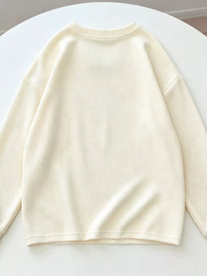 Crew Neck Long Sleeve Sweatshirt, fabric detail