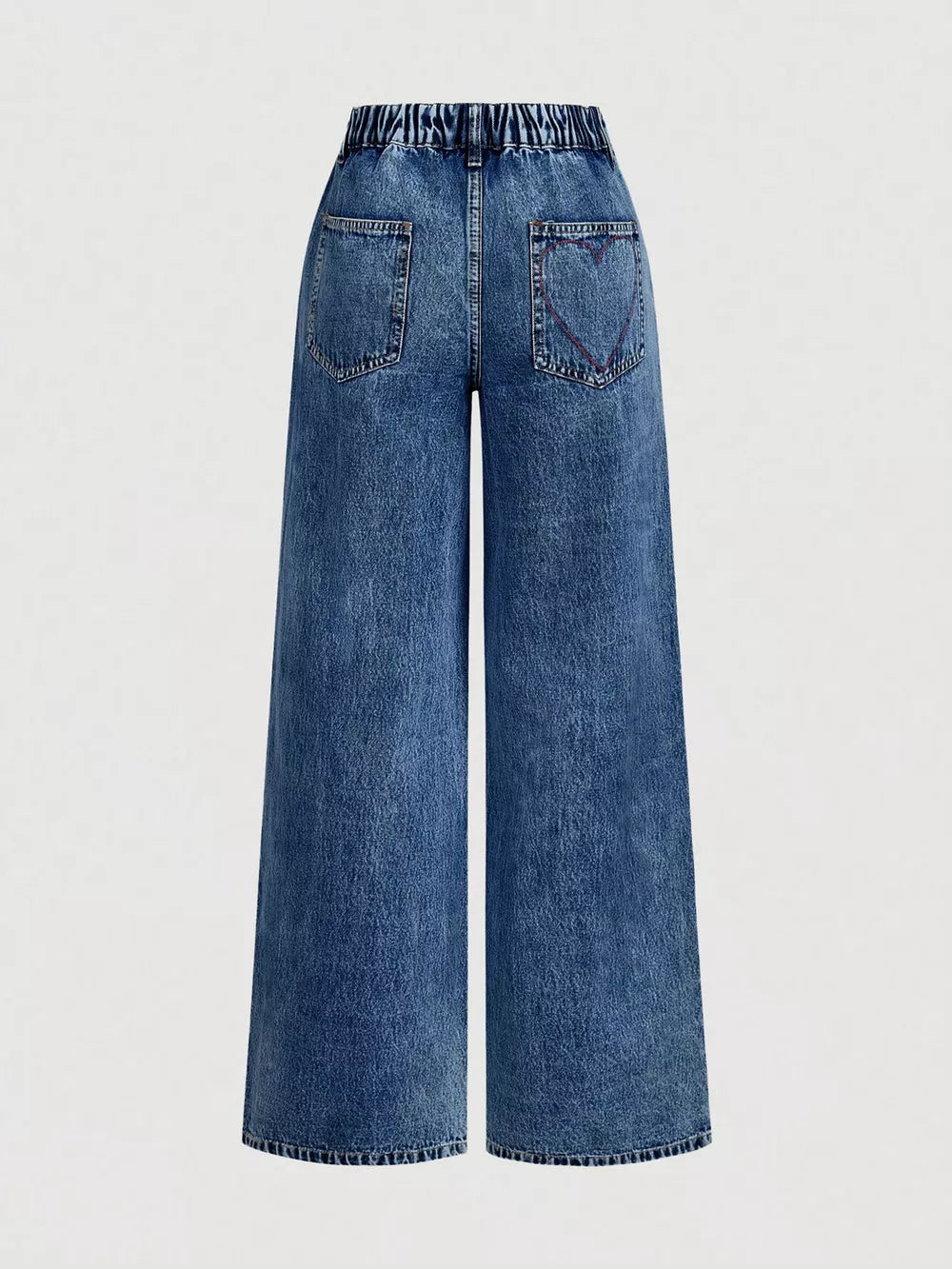 Embroidered Heart Wide-leg Jeans, side view