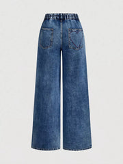 Embroidered Heart Wide-leg Jeans, side view