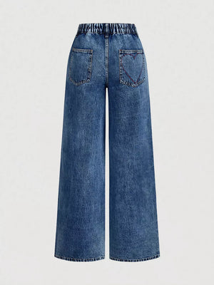 Embroidered Heart Wide-leg Jeans, side view