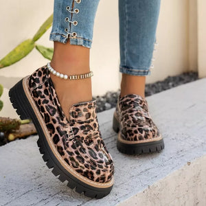 Round Toe Platform Loafers, front view