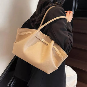Pu Leather Shoulder Bag in Brown, close-up detail