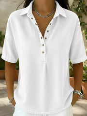 Snap Down Short Sleeve Blouse, model styling view
