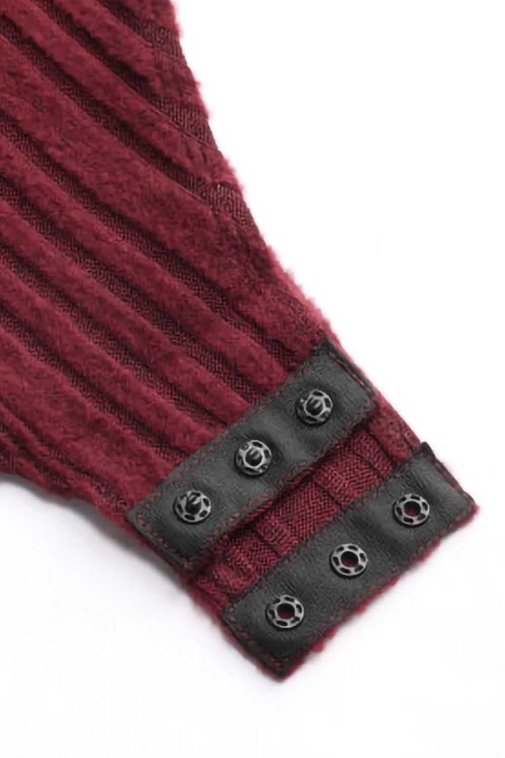 Deep Red ribbed bodysuit with snap closure detail