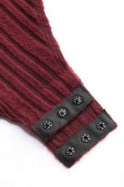 Deep Red ribbed bodysuit with snap closure detail