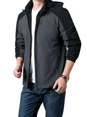 Men's Plus Size Hooded Colorblock Jacket, front view