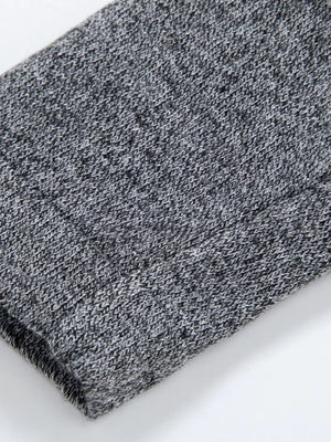 Men's gray marled knit open-front cardigan detail