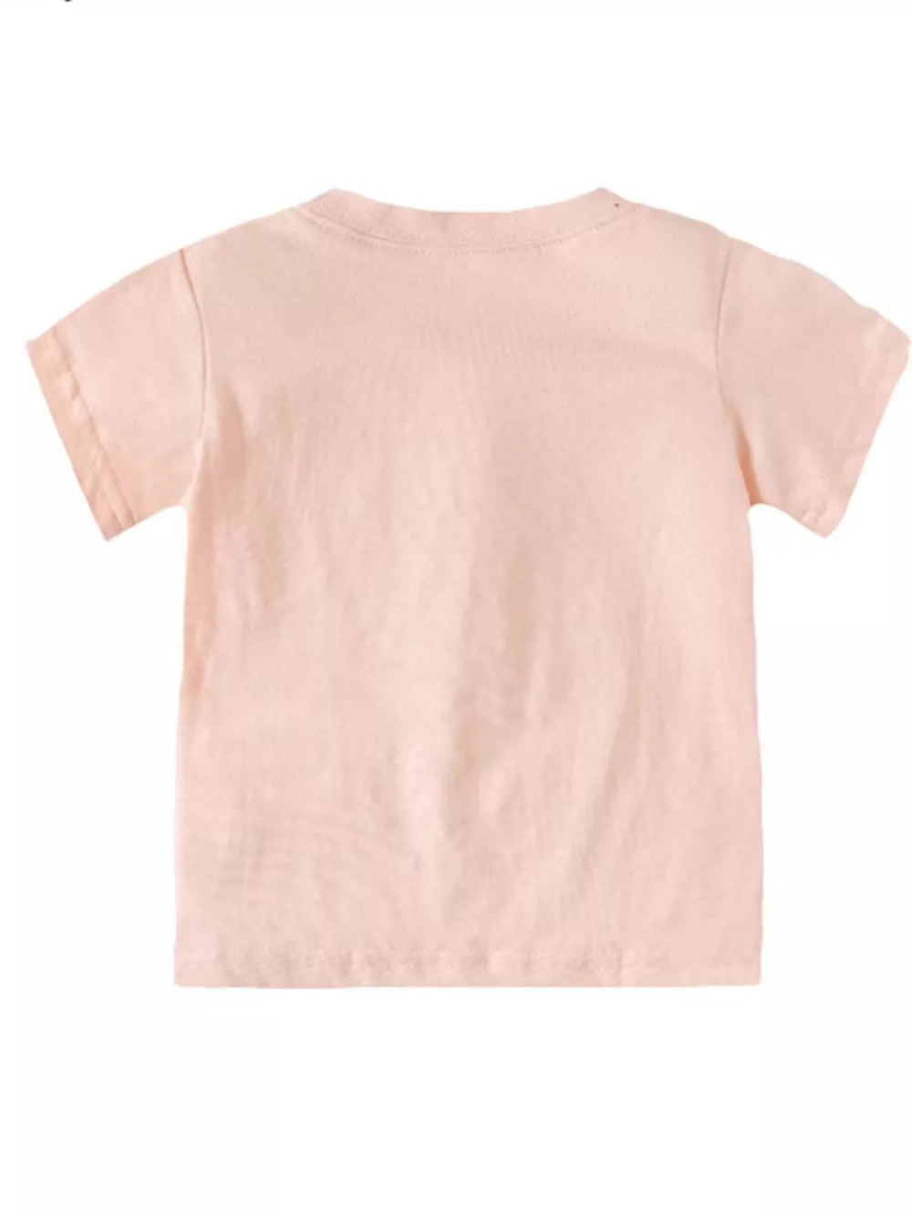 Toddler girls' light pink short sleeve tee with a round neckline.