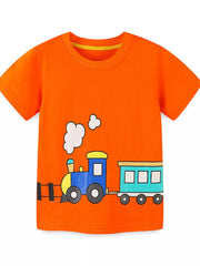Playful Train Graphic T-shirt And Shorts Set