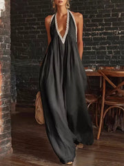 Luxe Lace-trimmed Halter Neck Romper