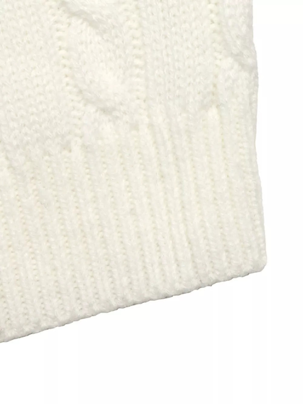 Cable Knit Long Sleeve Sweater in White, editorial view