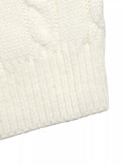 Cable Knit Long Sleeve Sweater in White, editorial view