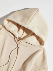 Chestnut casual hoodie with drawstring and fleece lining detail