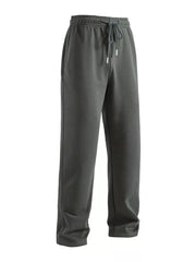 Men's dark gray drawstring loose fit sweatpants with side pockets.
