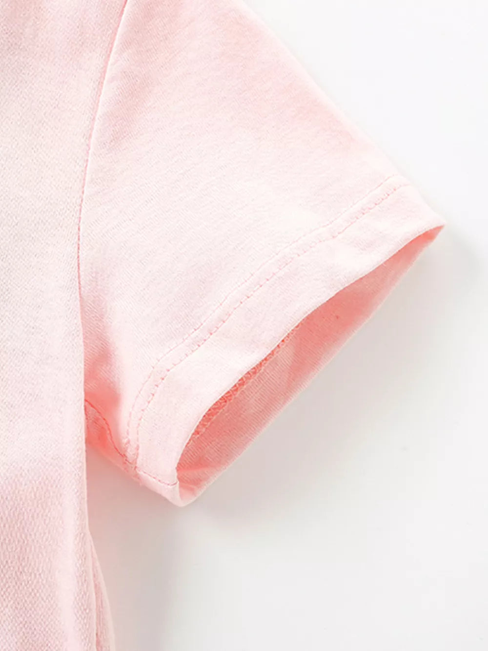 Toddler blush pink cotton dress sleeve detail