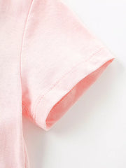 Toddler blush pink cotton dress sleeve detail