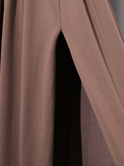 Ruched Long-sleeve Maxi Dress With Cutout in Brown, view 14