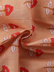 Toddler cotton dress with red floral print and ruffled detail.