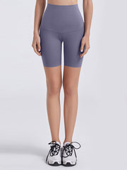 Sculpted contour high-waist bike shorts in Air Force Blue with a seamless fit.