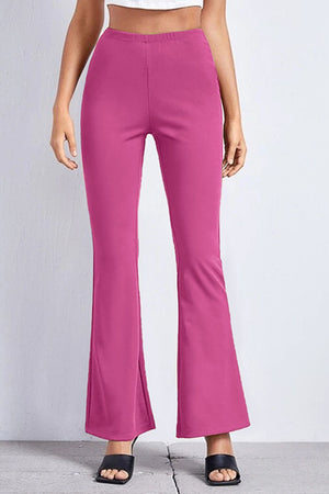 Textured flare leggings in hot pink, featuring a comfortable high waist and a flared leg opening.