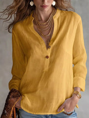 Button Detail Long Sleeve Shirt in Apricot, alternate angle