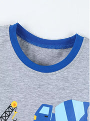 Children's Construction Vehicle Tee And Shorts Set, close-up detail