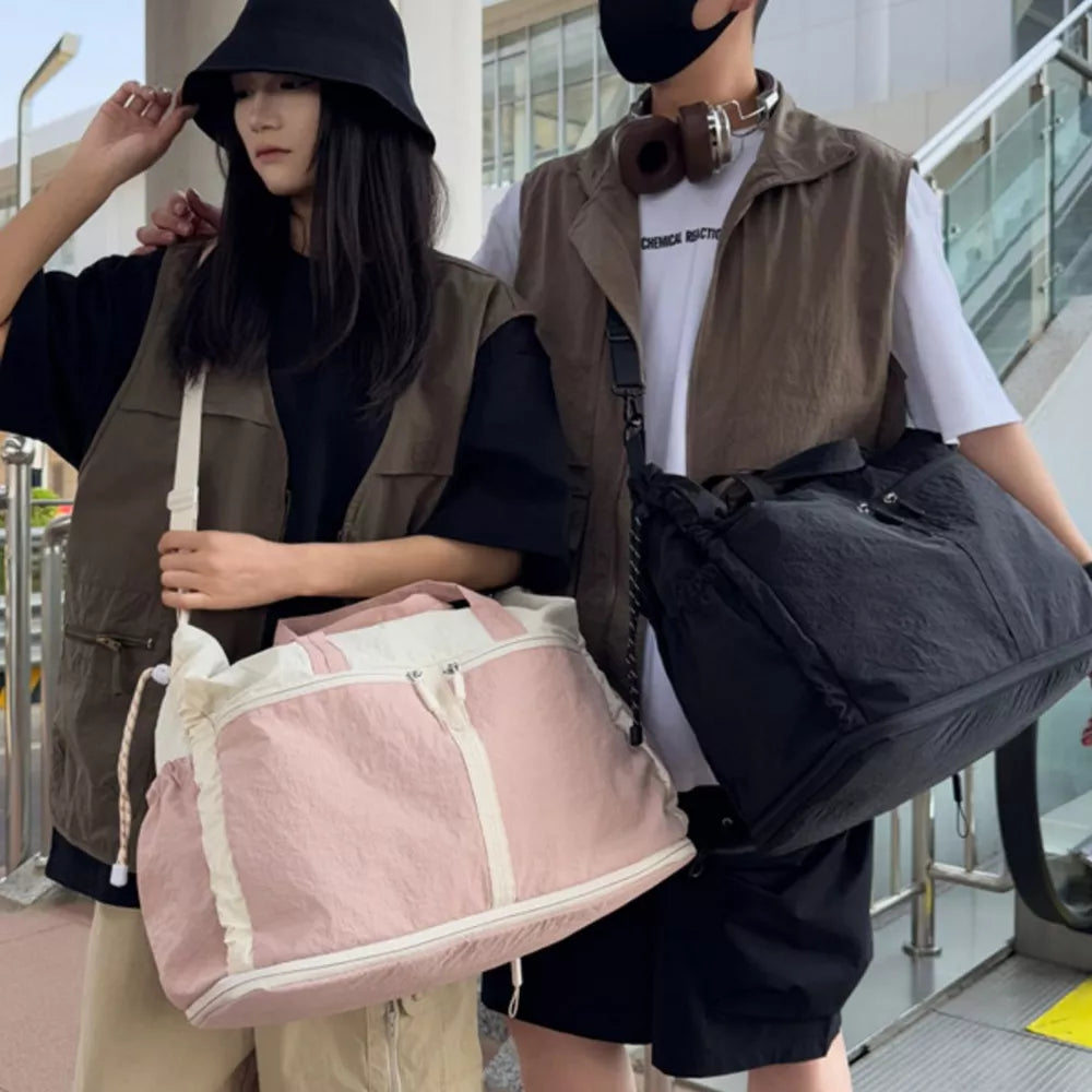 Color Block Large Travel Tote Bag, front view