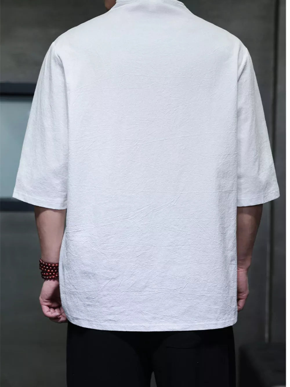 Men's Plus Size Solid 3/4 Sleeve Shirt, side view