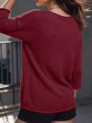 V-neck Chest Pocket Knit Top in Black, product detail