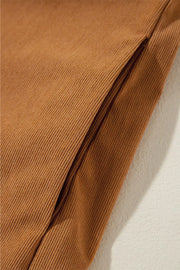 Caramel corduroy mini dress with side pocket detail