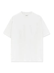 Ivory oversized crew neck t-shirt with short sleeves and a relaxed fit.