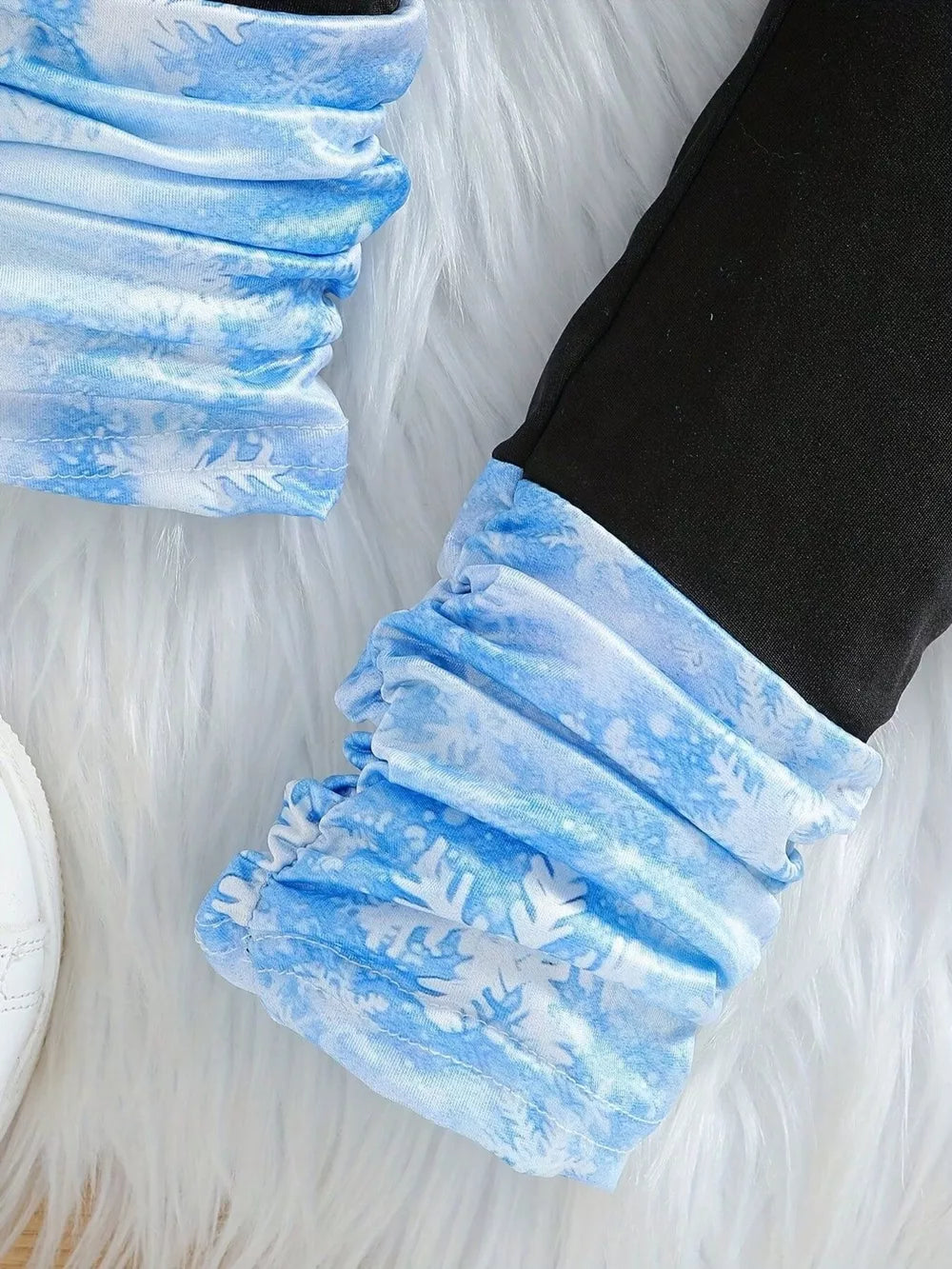 Children's Snowflake Hoodie And Leggings Set in Light Blue, model styling view