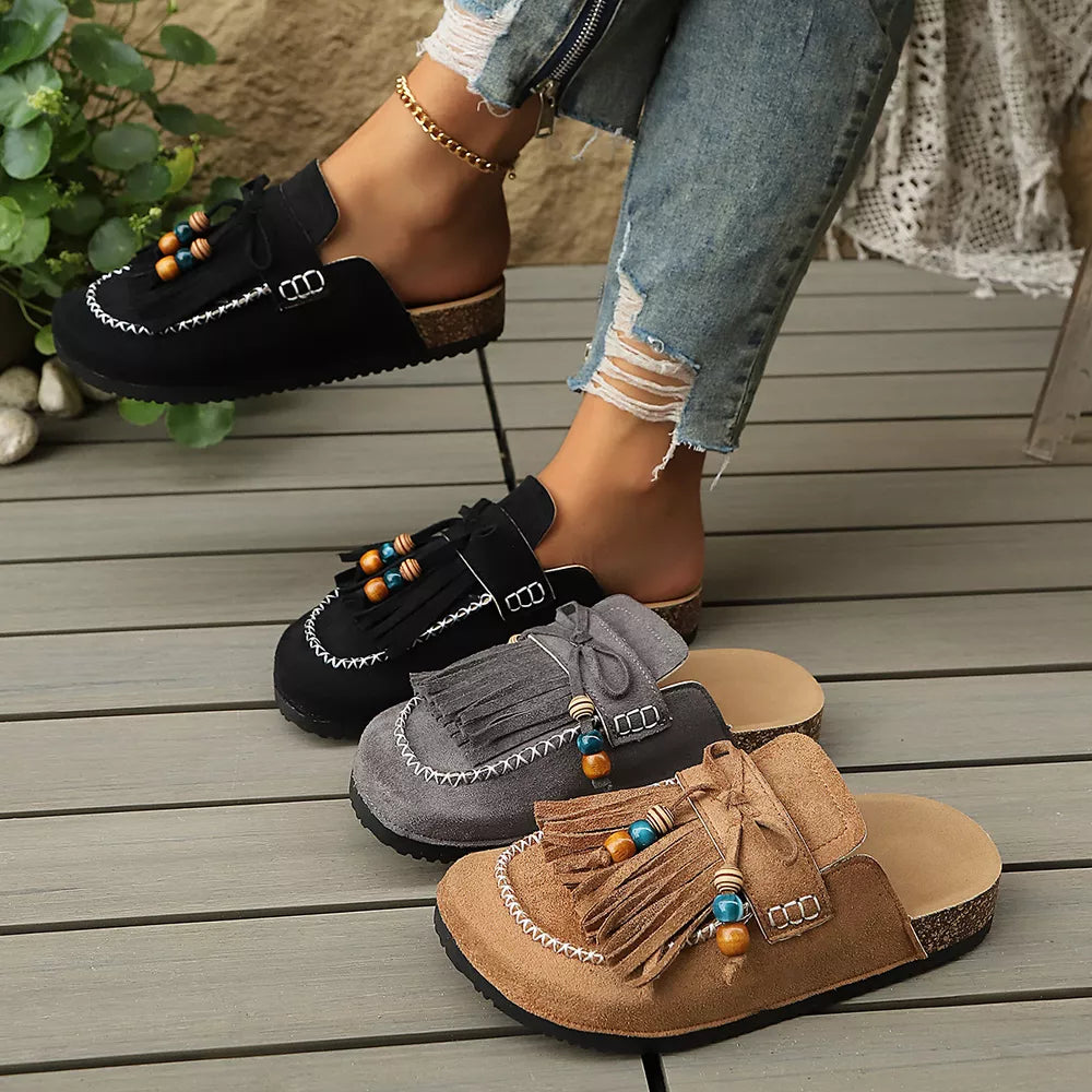 Tassel Round Toe Slip-ons, front view