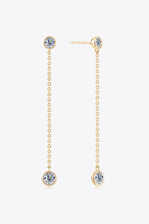 Gold chain drop earrings with bezel-set crystal charms