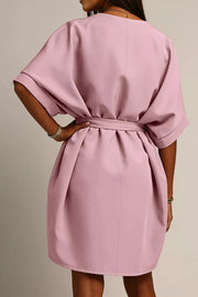 Tie Waist Batwing Sleeve Dress, close-up detail